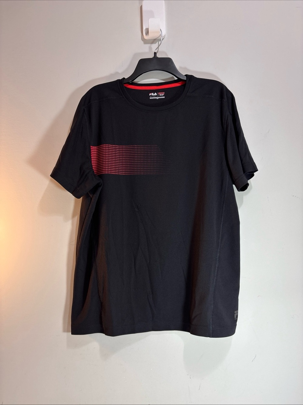 Fila Menβs Black Performance Tee with Red Gradient Detail. Vintage. 1217